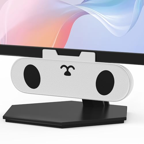 ZETIY USB Speaker for PC, Computer Speakers for Desktop, Monitor Speakers, Mini PC Soundbar, Small Desk Speaker with Clip-on Design for Laptop, Phone - Plug and Play(White)