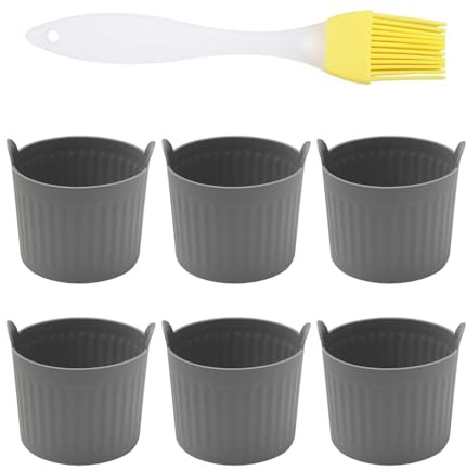 6 Moldes Para Huevos Escalfados, 1 Cepillo De Aceite, Vaso Para Cocinar Huevos, Hervidor De Huevos De Silicona, Molde Para Anillos De Huevos, Vaso Para Cocinar Huevos