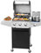 Unovivy Barbecue à gaz propane à 3 brûleurs avec brûleur latéral et grilles en fonte émaillée en porcelaine avec thermomètre intégré, 39 000 BTU pour cuisine extérieure, terrasse, barbecue de jardin,