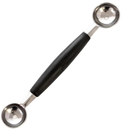 Cuchara de frutas – Cuchara de bola de frutas de doble cabeza – Multifuncional de acero inoxidable Cuchara de frutas de acero inoxidable Herramienta de tallado de frutas para helado, sandía