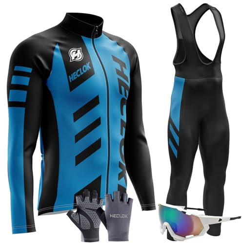 Radtrikot Set Herren Langarm Rennrad Trikot Rennrad Bekleidung MTB Fahrrad Anzug Trägerhose mit Gel Gepolstert Frühling Sommer Herbst Trikot Fahrradbekleidung Set (TYP-2,M)
