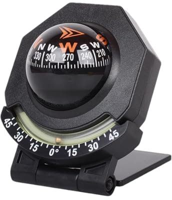 Kompass für Boote, Boote, leuchtet im Dunkeln, 180 Grad verstellbar, Marine-Auto-Kompass, Auto-Dekoration mit eingebautem Messgerät für Schiff, LKW, Fahrzeug