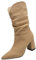 Stivali alti al ginocchio a gamba larga da donna alla moda con fondo spesso tacco grosso stivali da donna traspiranti alla moda testa rotonda tacco grosso scarpe da donna stivali neri da donna, Beige,