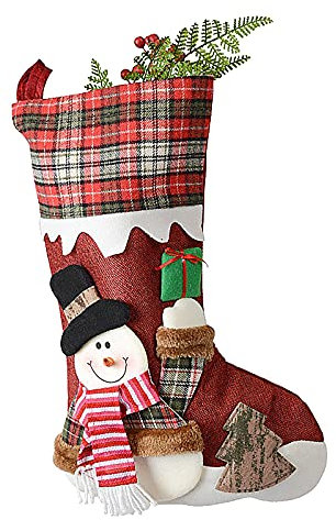 Große Weihnachtsstrümpfe, kariert, mit Manschette, Weihnachtsdekoration, Geschenktüte für Weihnachtsdekoration, Hochzeit, Party, Festival, Urlaubsdekoration