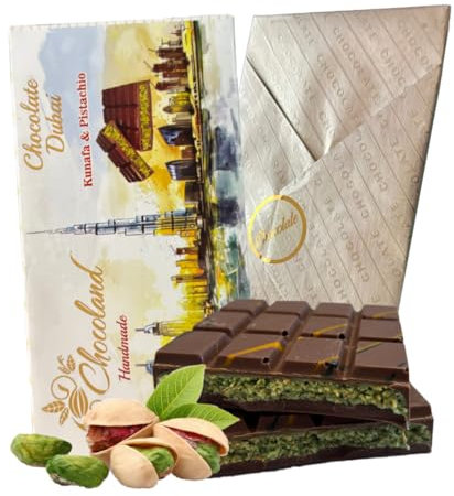 Handgemachte Dubai Chocolate Kunafa & Pistachio 220g, Hergestellt in Dubai, perfekte Nascherei oder Geschenk
