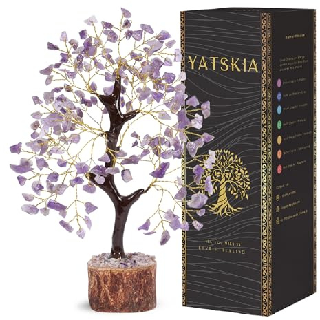YATSKIA Amethyst Crystal Tree, Crystals And Gemstones, Feng Shui Home Decor, Birthday Gifts For Women, Bedroom Decor, Gem Tree Living Room Decoration, Good Luck Gifts