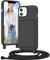 Vauki Coque pour iPhone 11 avec Cordon, Collier pour Étui en Silicone avec Cartes Tour de Cou Lanière Corde, Portable, Réglable, Amovible, Antichoc Bumper Housse pour iPhone 11 Chaine, Noir