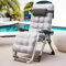 BSESEL Folding Outdoor Zero Gravity Chair Reclining Patio Lawn Chairs with Soft Cushion & Cup Holder Garden Beach Deck Sun Lounger Recliner Chair for Camping Holidays (1PC Grey Chair)