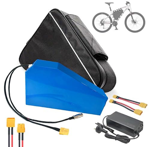 SNHMFUH 48V 52V E-Bike Triangle Battery 20Ah - 30Ah DIY Frame Lithium Battery Pack for 0-2000W Motors with Charger,Triangle Bag,BMS Smart Protection for Mountain/Road Bike Motor Kit,48V,30AH