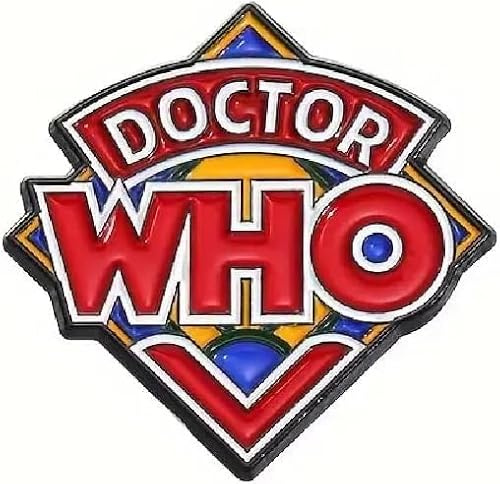 Doctor Who Classic British TV Show Logo Enamel Pin Badge, Red and Blue Diamond Design, Metal Construction, 3cm Collectible Accessory with Pin Back