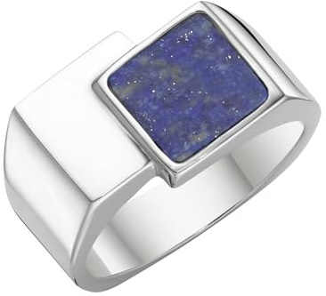 Giorgio Martello Milano Ring Siegelring mit blauer Lapis-Einlage, Silber 925