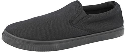 Mens Slip on Canvas Summer Shoes (7 UK, All Black)