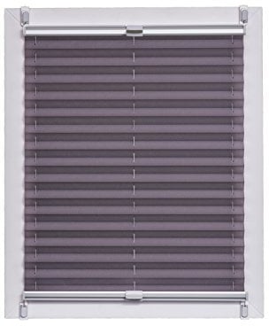 Sunlines Plissee Made in Germany, Tageslicht, Crepes Uni Klemmfix, Silbergraue Schiene, 55 x 150, Stoff, Anthrazit, 55 x 150cm