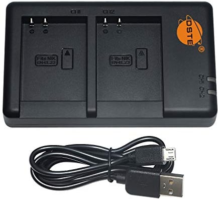 DSTE MH-67P Battery USB Dual Quick Charger Compatible for Nikon EN-EL23 EN EL23 Battery, Nikon Coolpix P600, P610, P610s, S810c, P900, P900S Camera