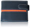 LEGADO Cartera Hombre Marino Piel tratada Bandera España Cartera Bandera España Regalo Pulsera Bandera España(Horizontal Marino Vox II con Broche)