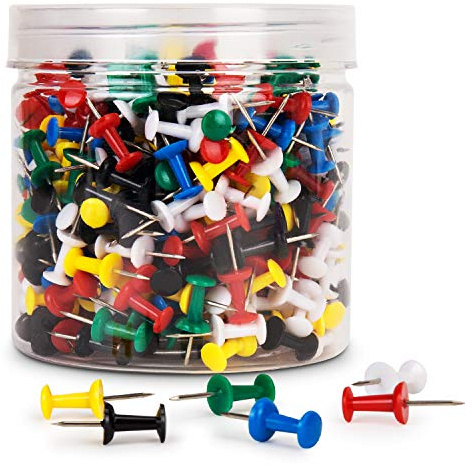 400Pcs Push Pins, Thumb Tacks for Bulletin Board, Stick Pins Thumb Tacks for Cork Board Wall Hangings, Office Tacks Color Pins for Desk Decor Organization (Assorted Colors)