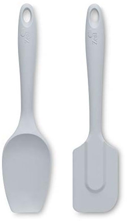 Zeal JSET10S Non-Stick Silicone Spatula & Spatula Spoon 2-Piece Set-French Grey, Aqua