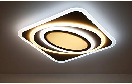 LED Deckenleuchte XW094-50x50 cm, H 9 cm, 50W mit Fernbedienung Lichtfarbe/ Helligkeit einstellbar Acryl-Schirm weiß lackierter Metallrahmen, sehr flaches Design! (XW094-50x50 cm, H 9 cm, 50W)