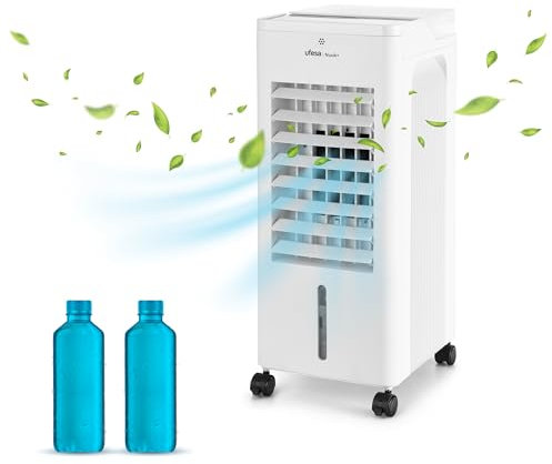 Ufesa CL6040 Climatizador Evaporativo, 65W, Función Fría, Ionizado y Ventilador, 3 Velocidades, 3 Modos, Panel Táctil, Depósito de 5L, Temporizador 12h, Filtro Lavable, Mando a Distancia
