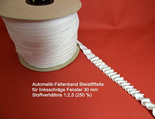 bandex Gardinenband Bleistiftfalte für linksschräge Fenster 22mm 1:2,5