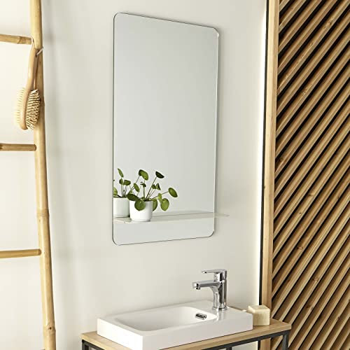 Miroir de Salle de Bain Tablette Blanche L40 cm Simona