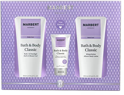 MARBERT Bath & Body Classic Geschenkset | Body Lotion 200ml + Shower Gel 200ml + Hand Cream 50ml | Geschenkset Geburtstag | 1 x Set