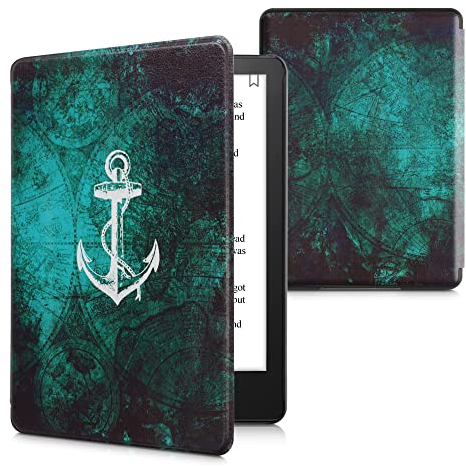 kwmobile Klapphülle kompatibel mit Amazon Kindle Paperwhite 11. Generation 2021 Hülle - Flipcase für Kindle Paperwhite Hülle mit Magnetverschluss - Anker Landkarte