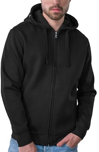 HRM Veste à Capuche Premium pour Hommes, Noir, Taille 2XL I Sweat à Capuche Homme, Commerce Équitable, 320 g/m² I Hoodie Homme en 70% Coton et 30% Polyester Recyclé