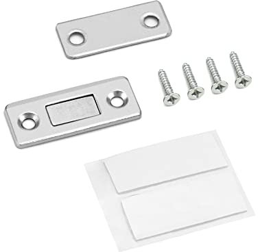 QWORK® 8 Pack Magnetic Door Catches, Self-Adhesive Door Magnets Ultra-Thin Magnetic Cupboard Catches with Screws for Cupboard Drawer Closet