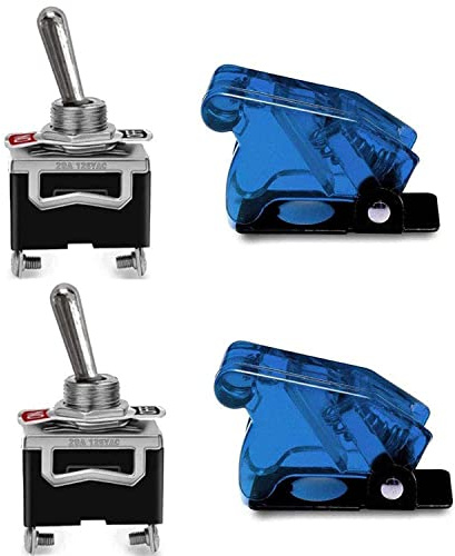 VISSQH 2pcs interruptor 12v,interruptor basculante 12v,20A 12VDC interruptor palanca, con Tapa Impermeable, ON/Off 2 Posiciones 2 Pin, para Auto Vehiculo Barco