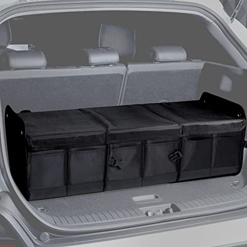 NINEDUCK Kofferraum-Organizer mit Deckel – Schwarz Premium Oxford und Ladung Aufbewahrung für Auto, Limousine, SUV, Van, LKW (XL, faltbar)