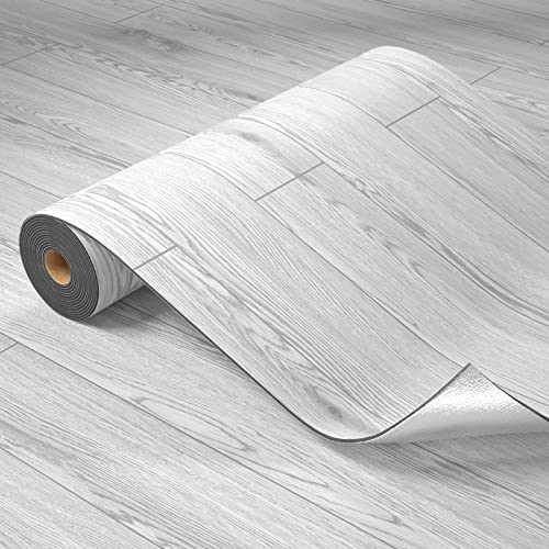 Homease Revêtement de sol en PVC autocollant antidérapant imperméable en vinyle pour salon 0,6 x 3 M/1,8 ㎡ Gris clair