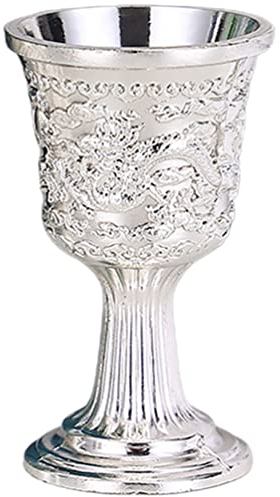 Cabilock Adornos Metálicos Decoración Vintage Cáliz Copa Real Vintage Copa para De Plata De Agua Vasos para Café Agua Champán Whisky Gafas Antiguas