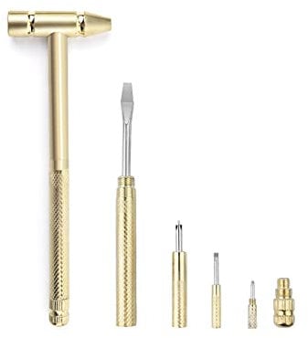 6 in 1 Mini Multifunction Anti-Corrosion and Anti-Rust Hammer & Screwdriver Hand Tools for Repair UAV, Mobile Phones, Laptops, Watches (Yellow)