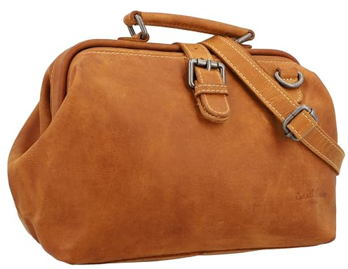Gusti Lenkertasche Leder- Tillie A. Lenkertasche inkl. Platte Umhängetasche Fahrradtasche Ledertasche Vintage Leder Braun