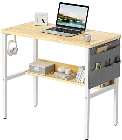 CubiCubi Schreibtisch, 80 x 40 cm Computertisch, Schreibtisch Klein PC-Tisch Stabil, Hellbraun