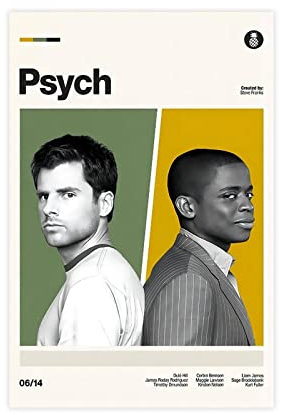 PSYCH Modernes Retro-TV-Poster Psych(1) Leinwandposter Wandkunst Dekor Druck Bild Gemälde für Wohnzimmer Schlafzimmer Dekoration Rahmen Stil 60 x 90 cm