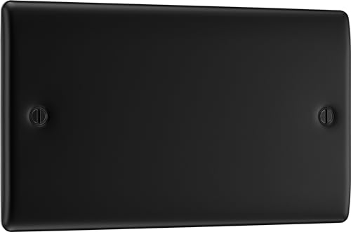 BG Electrical Double Blank Plate, Matt Black