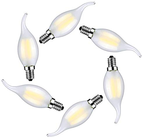 MENTA E14 LED Kerzenform 4W Ersetzt 40 Watt Kaltweiss 6500K Filament Fadenlampe C35 Kerze Lampe AC220-240V 400 Lumen Nicht Dimmbar Matt 6er-Pack