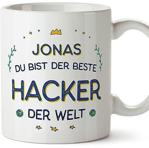 Mugffins Tassen Personalisierten für HACKER Mann - Auf Deutsch - Beste der Welt - 11 oz / 330 ml - Individuell Anpassbar Geschenk Mitarbeiter