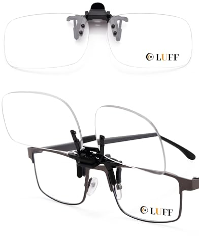 LUFF Clip On Lesebrille und Flip Up -Blue Light Blocking Lupenbrille, Lupen Linsen Leser für Männer und Frauen(1.0X)