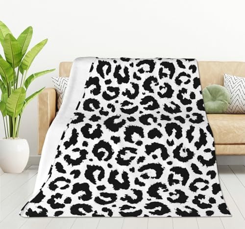 HGOD DESIGNS Decke mit niedlichem Schneeleoparden-Muster, weich, warm, Überwurf für Damen, Geburtstag, Heimdekoration, Wohnzimmer, 130 x 150 cm