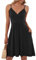 AUSELILY Kleider Damen Sommer V-Ausschnitt Leicht Und Luftig Ärmellos Sexy Strandkleid Träger Strand Trägerkleid mit Taschen（Schwarz,M