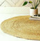 EcoKunst Jute Teppich Rund, Handgewebt 100% Naturfaser, Boho Ethno Muster Modern, Natur Farbe für Wohnzimmer, Schlafzimmer, Flurteppich (200 cm), EKR-J101