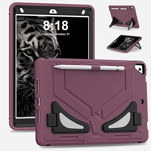 HyFone Custodia per iPad 7/8/9 Generazione 10,2 Pollici 2019/2020/2021, Robusto Antiurto Cover Protettiva con Supporto, Burgundy