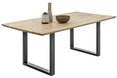 möbelando Esstisch >Bianka< in Eiche/schwarz - 220x74x100 (BxHxT)