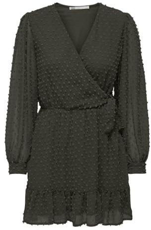 Onltiva L/S Dobby Fake Wrap Dress WVN