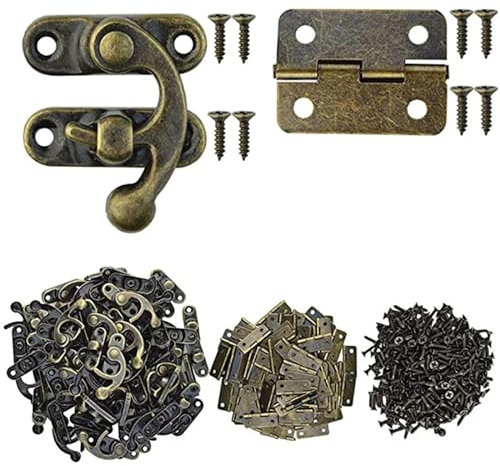 80 Stücke Retro Kleine Box Scharniere Und 40 Sets Antike Rechte Latch Haken Haspe Holz Schmuck Box Haspe Fangen Dekoration for Schrank Box