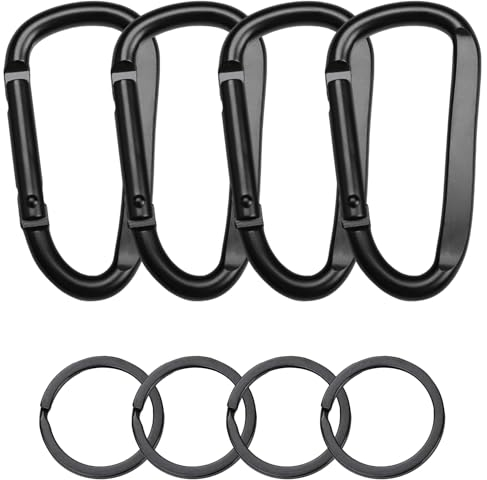 4 Stück Karabinerhaken Aluminium Karabinerhaken Karabiner Set Karabinerhaken D-Clip Karabiner Karabiner Karabiner Schwarz Karabiner für Hängematte Camping Zubehör