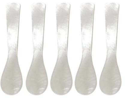 Cucchiai da caviale in madreperla con manico rotondo, set di 5 cucchiai per uova fatti a mano, cucchiai da caffè comodi cucchiai da dessert cucchiaio da gelato per caviale